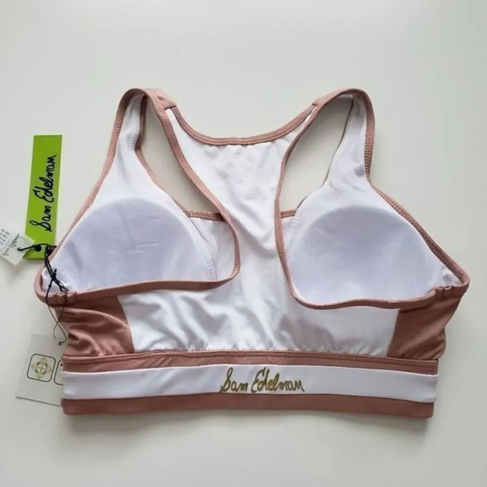 Sam Edelman Tan And White‎ Colorblock Sports Bra